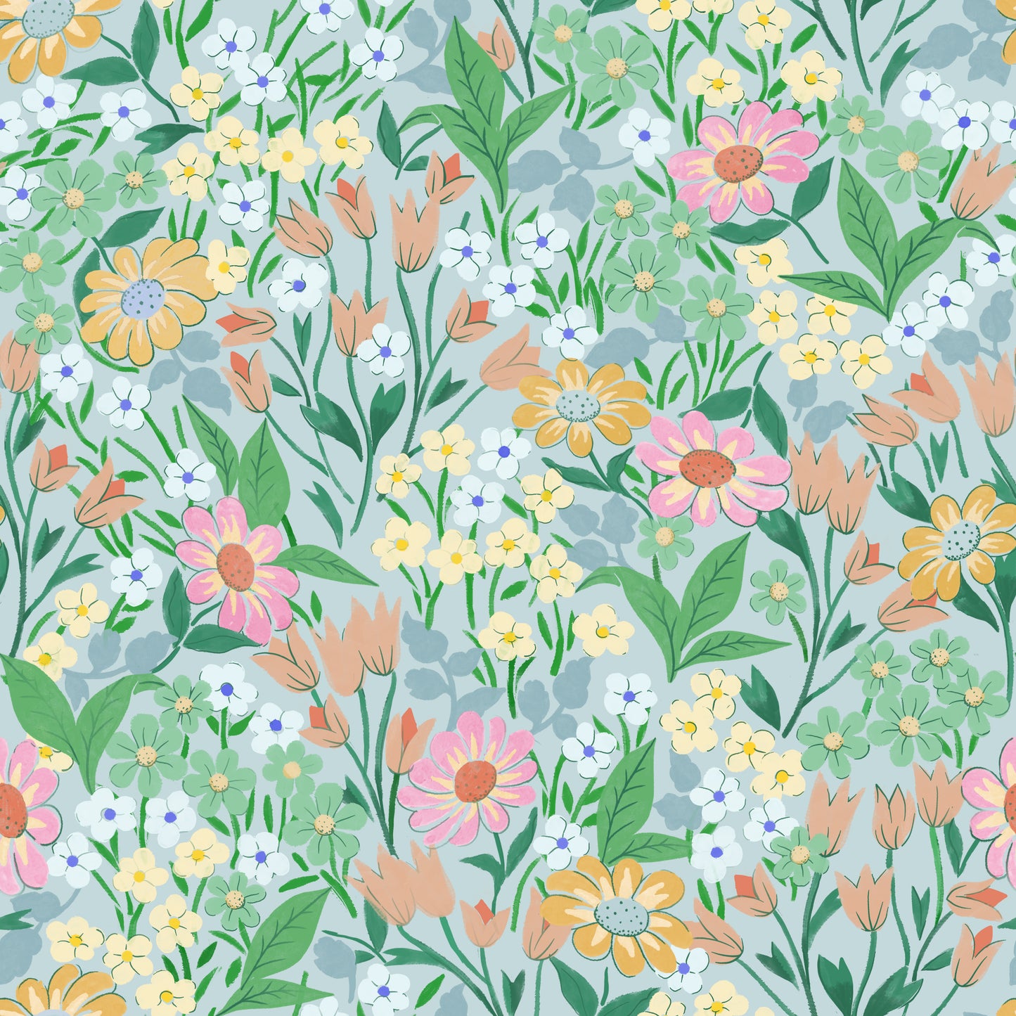 Summer Gray Behang - Lola - Turquoise