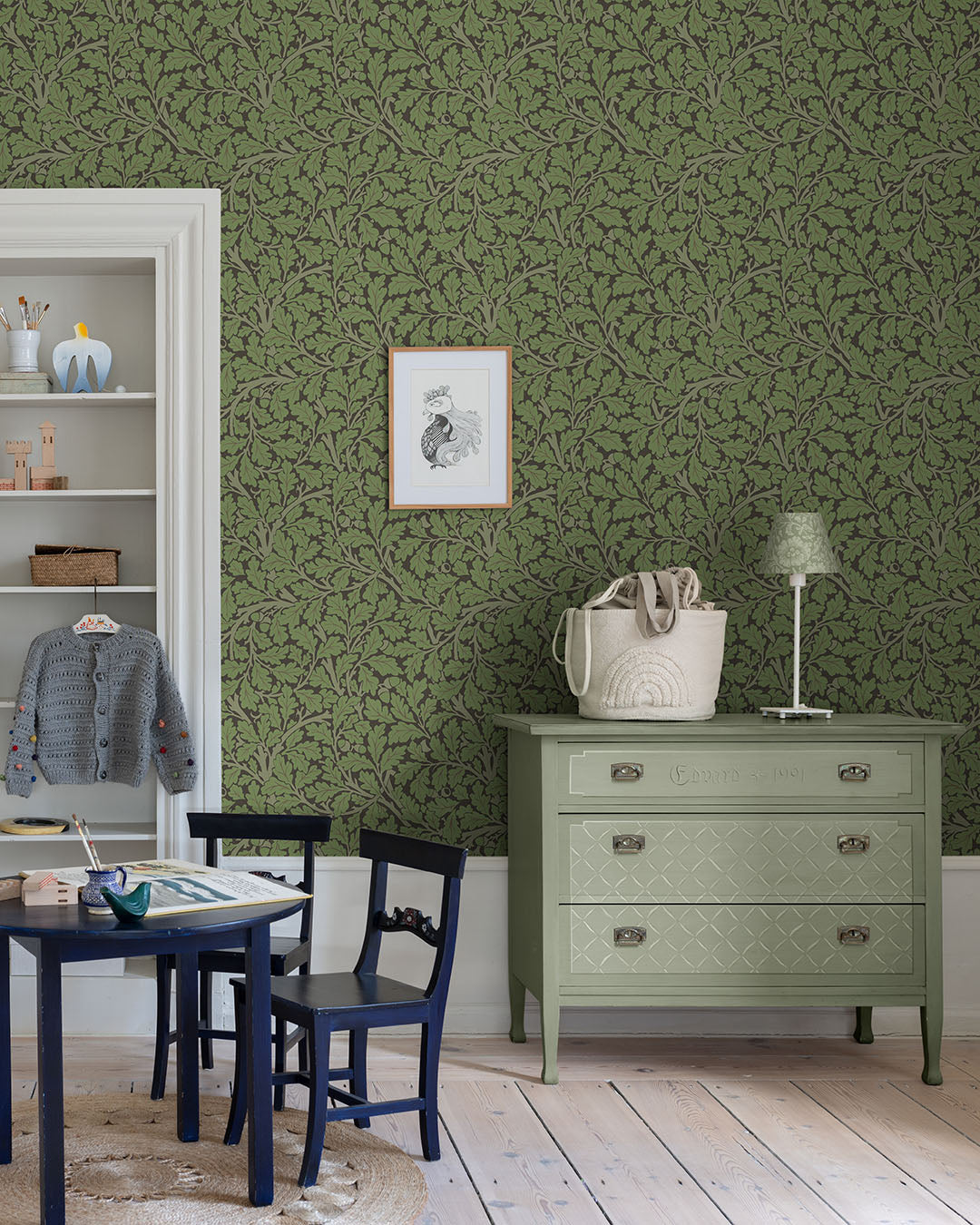 William Morris Wallpaper - Oak Tree - Dark Green