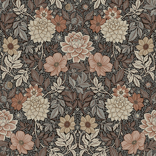 Borastapeter Wallpaper - Dahlia Garden - Dark brown (SALE)