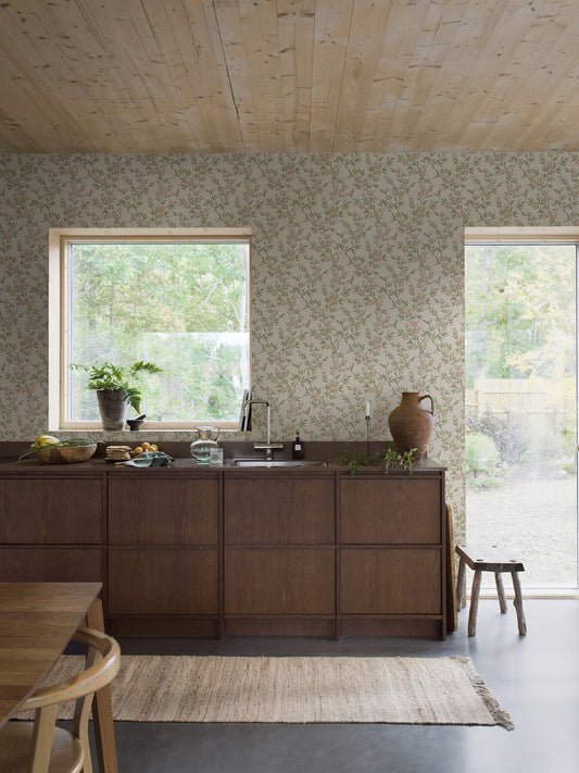 Borastapeter Tapete - Waldbeeren 4714 - Rot und saftiges Grün SALE