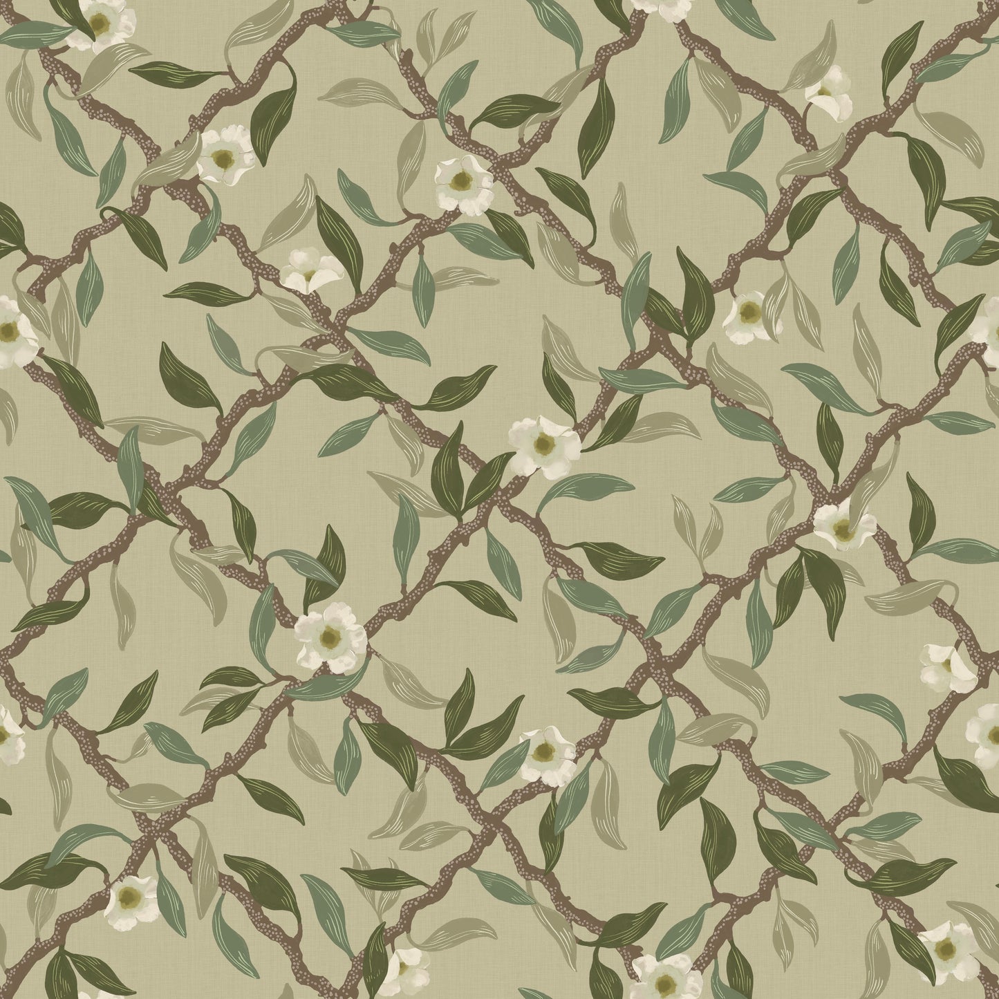 Summer Gray Wallpaper - Espalier - Sage Green