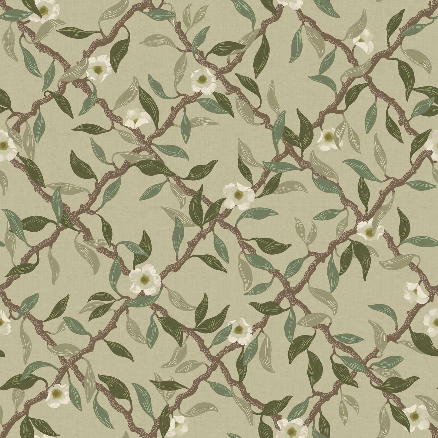 Summer Gray Wallpaper - Espalier - Sage Green (SALE)