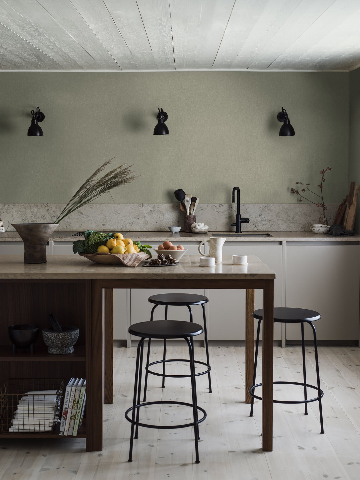 Borastapeter Tapete - Leinen - Sanftes Oliv