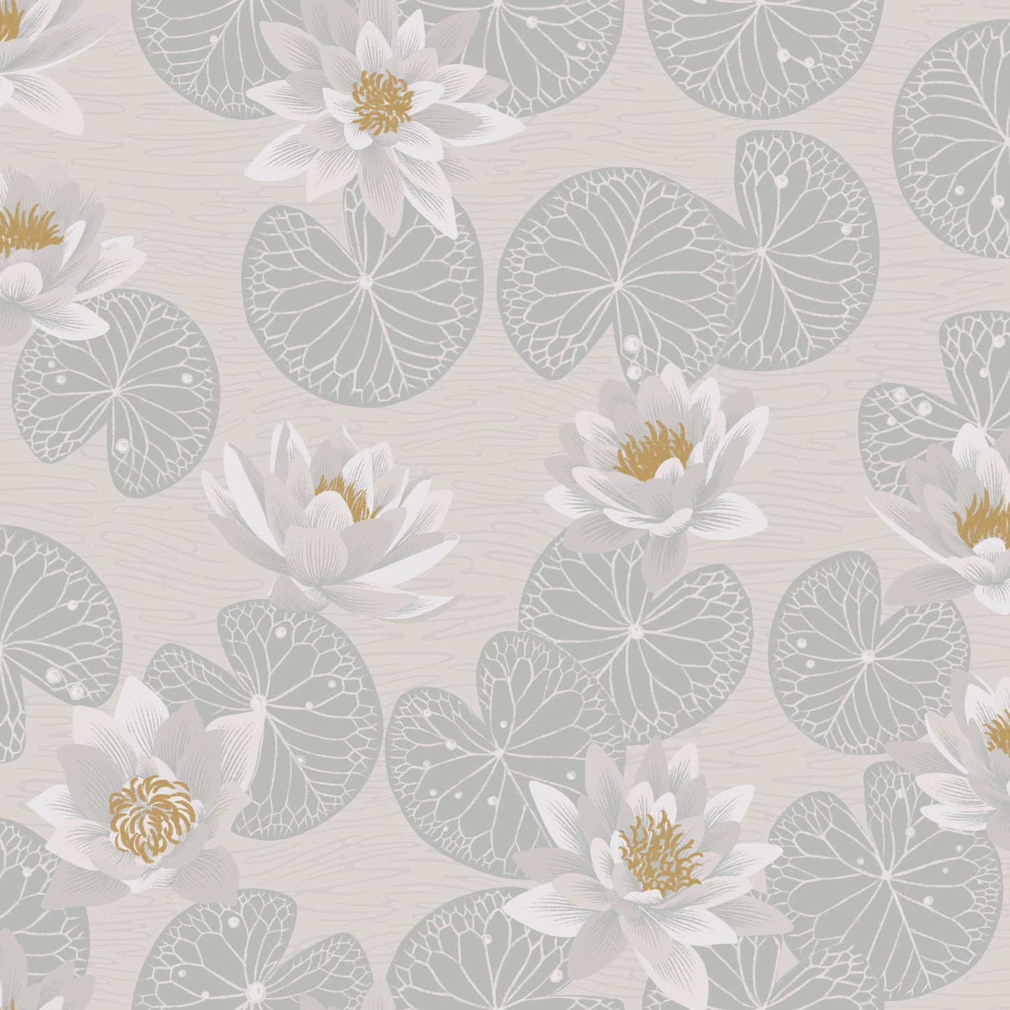 Summer Gray Tapete - Seerosen - Grau