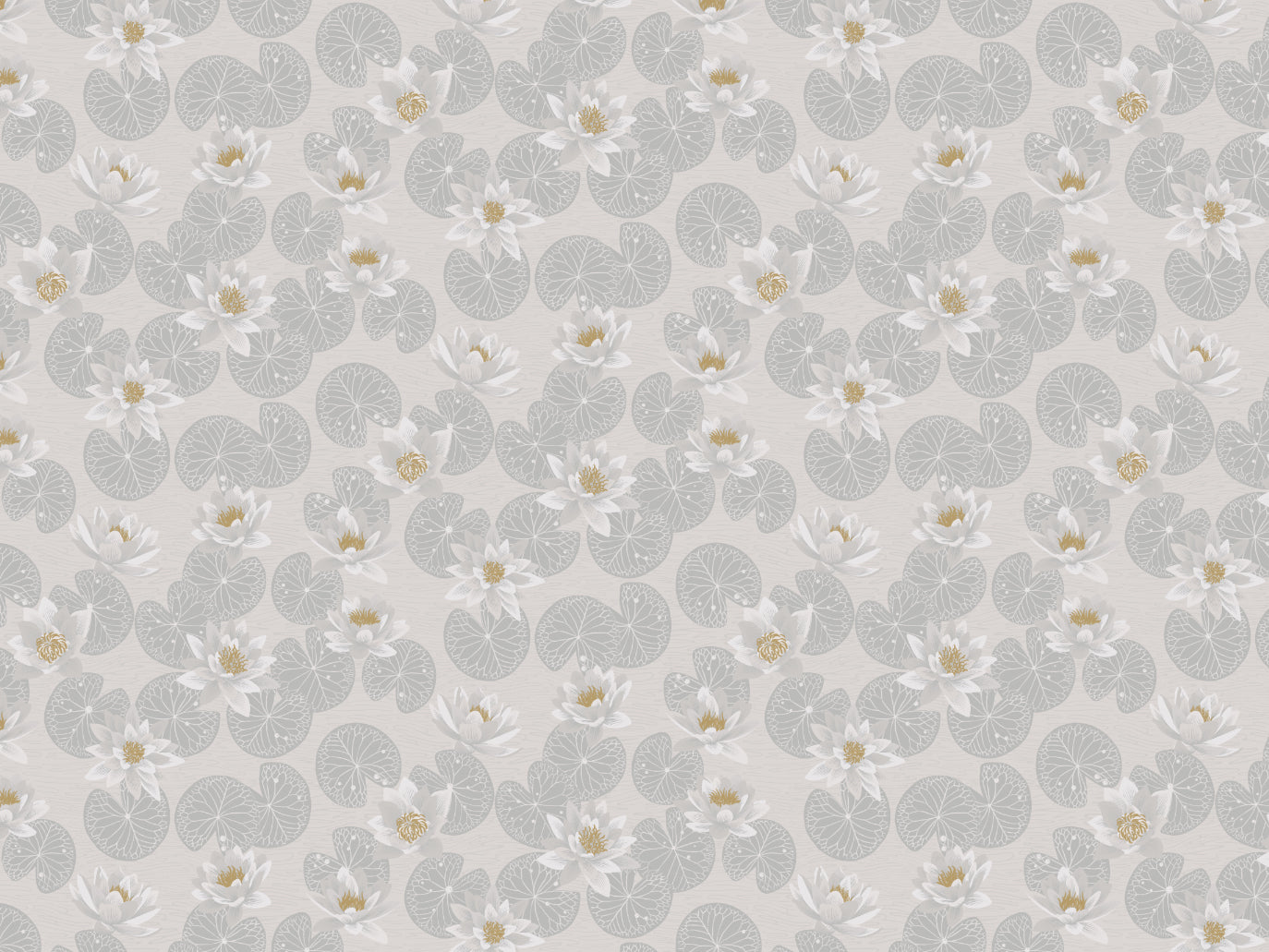 Summer Gray Tapete - Seerosen - Grau