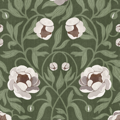 Peony - Dark Green & Cream