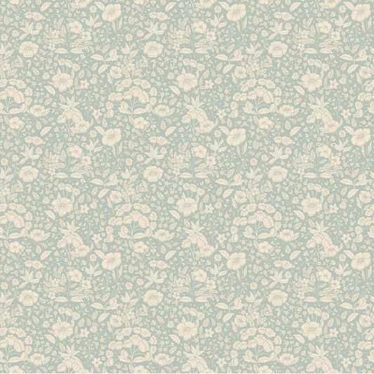 Summer Gray Wallpaper - Doris - Dusty Blue SALE
