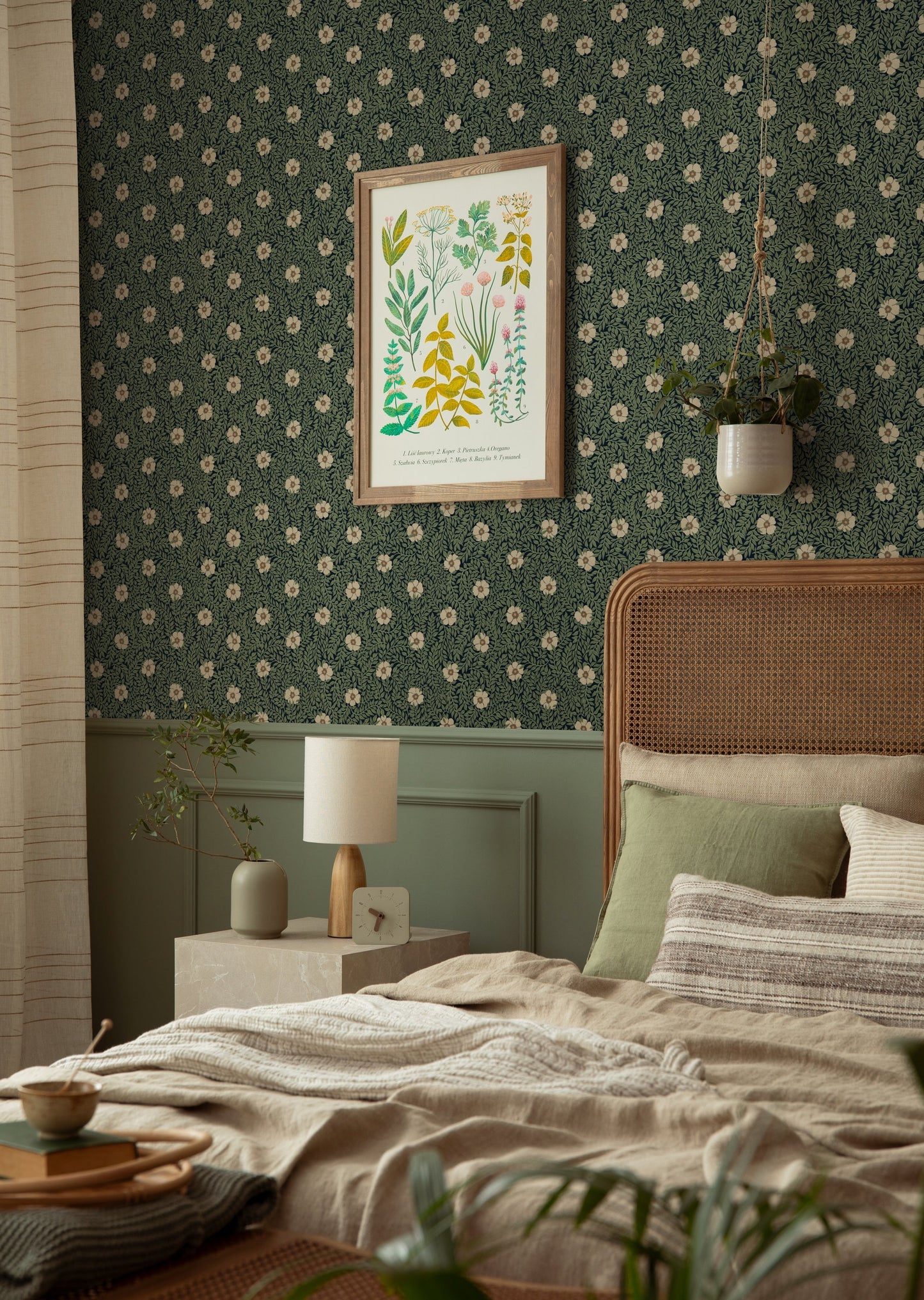 Summer Gray Wallpaper - Kicki - Green & Cream