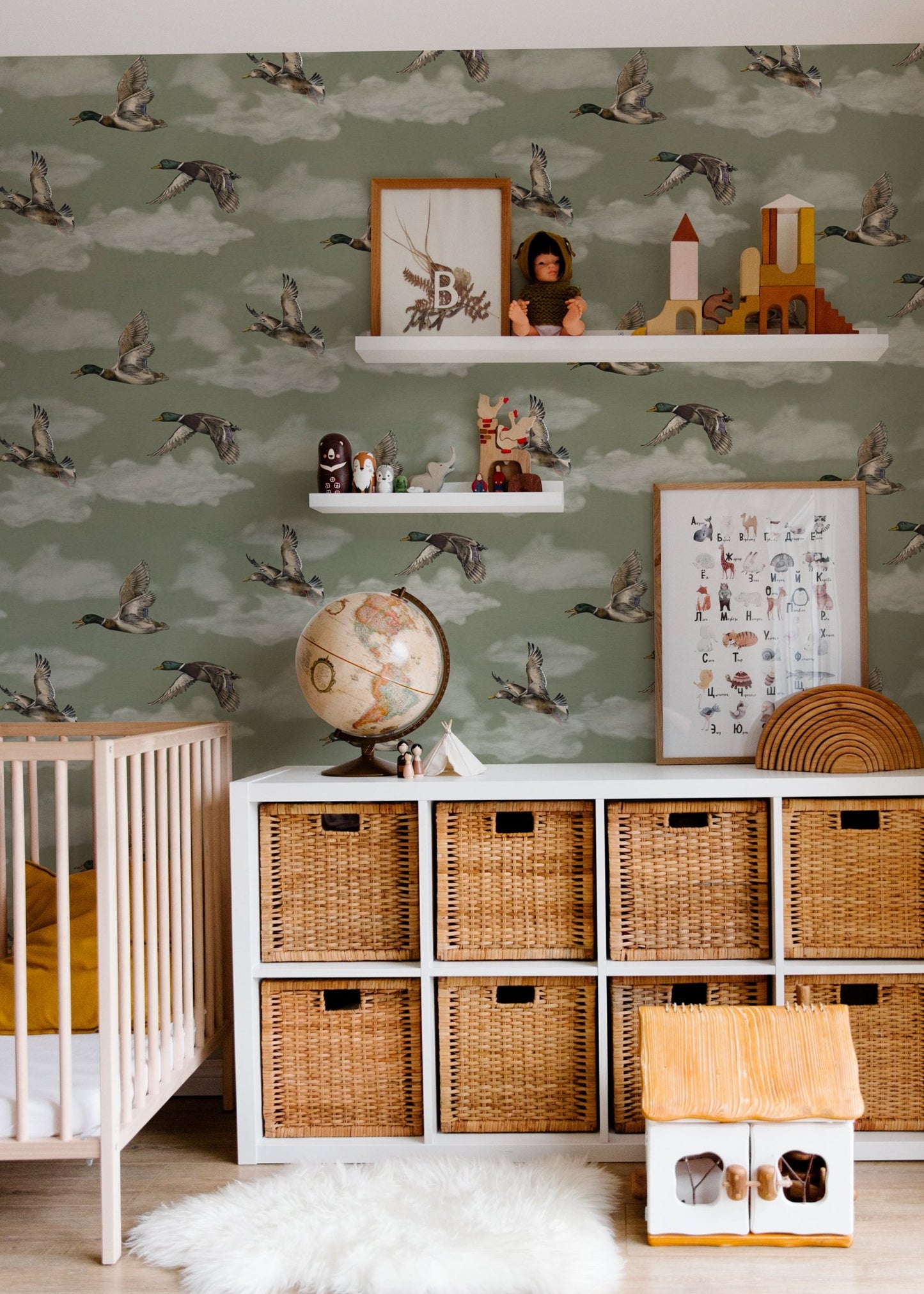 Summer Gray Behang - Voyage - Laurel Green