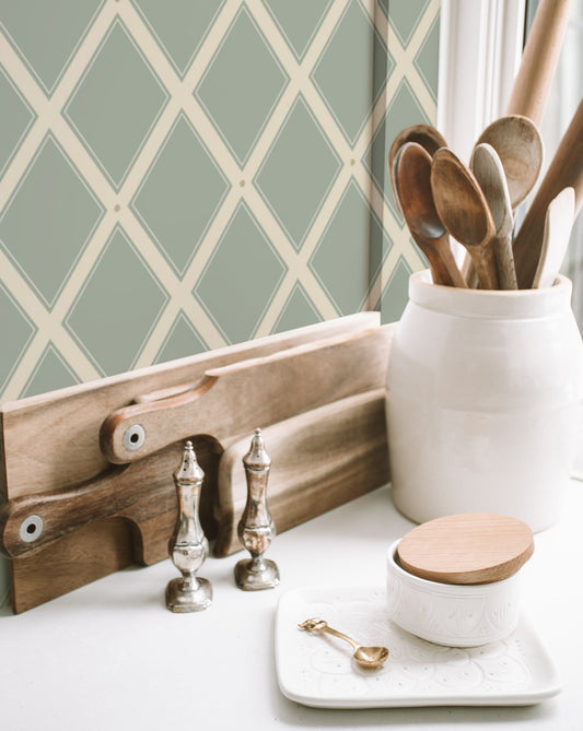 Summer Gray Tapete - Gitter - Grün