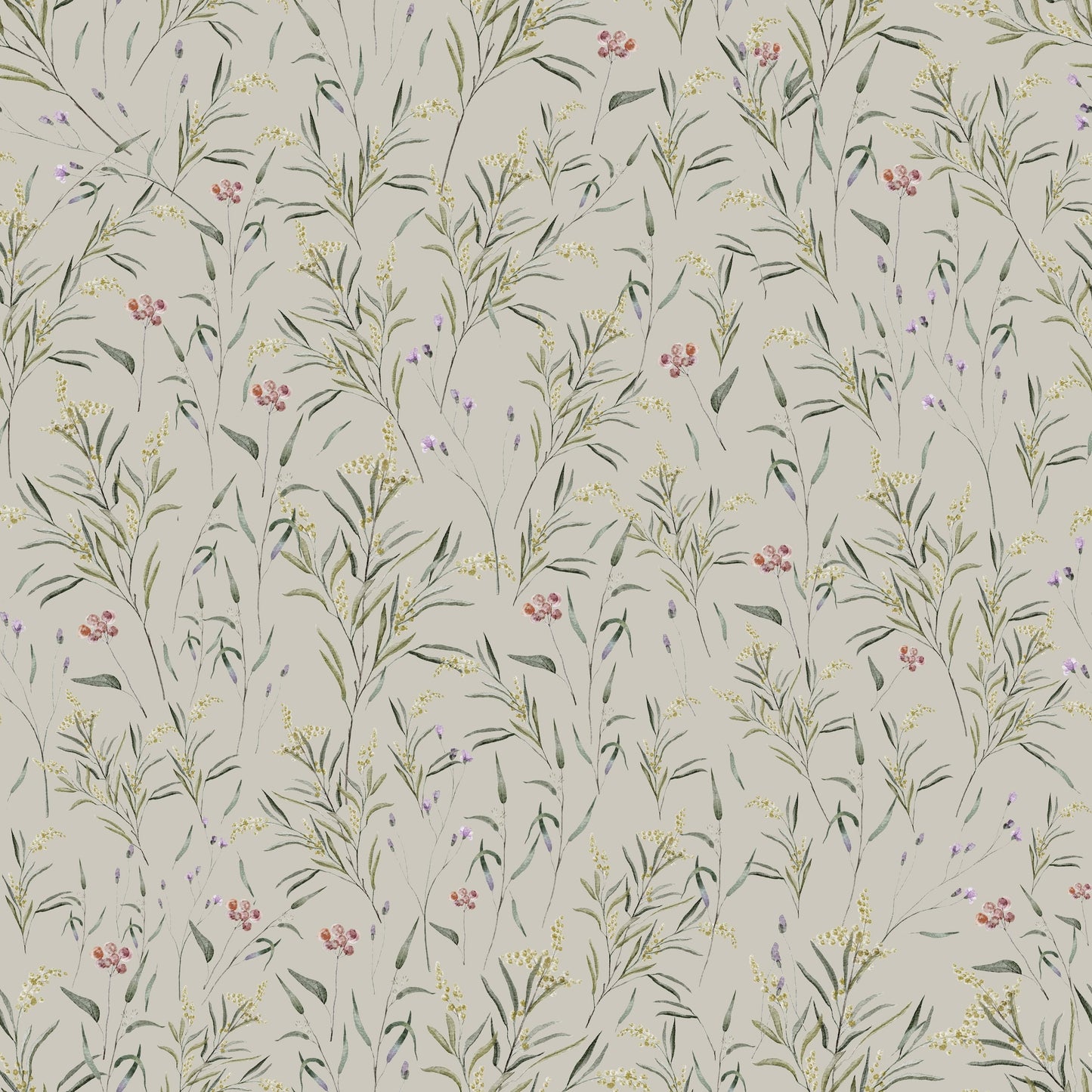 Summer Gray Behang - Lenteweide - Groen