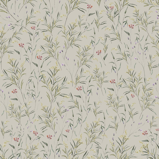Summer Gray Wallpaper - Spring Meadow - Green