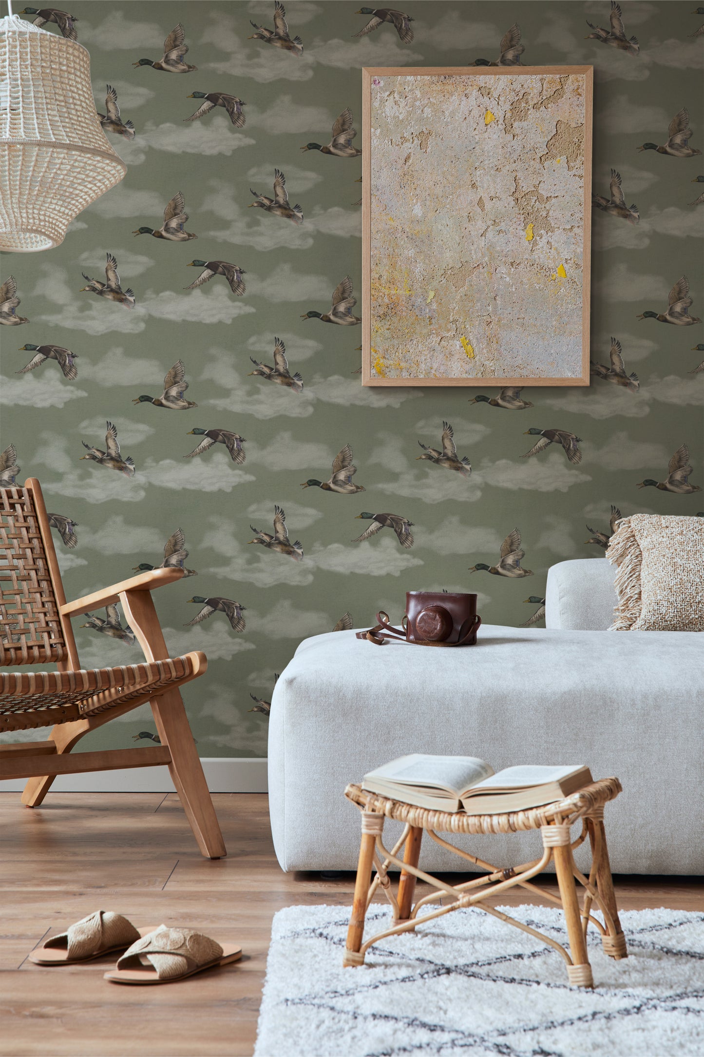 Summer Gray Behang - Voyage, Petit - Laurel Green