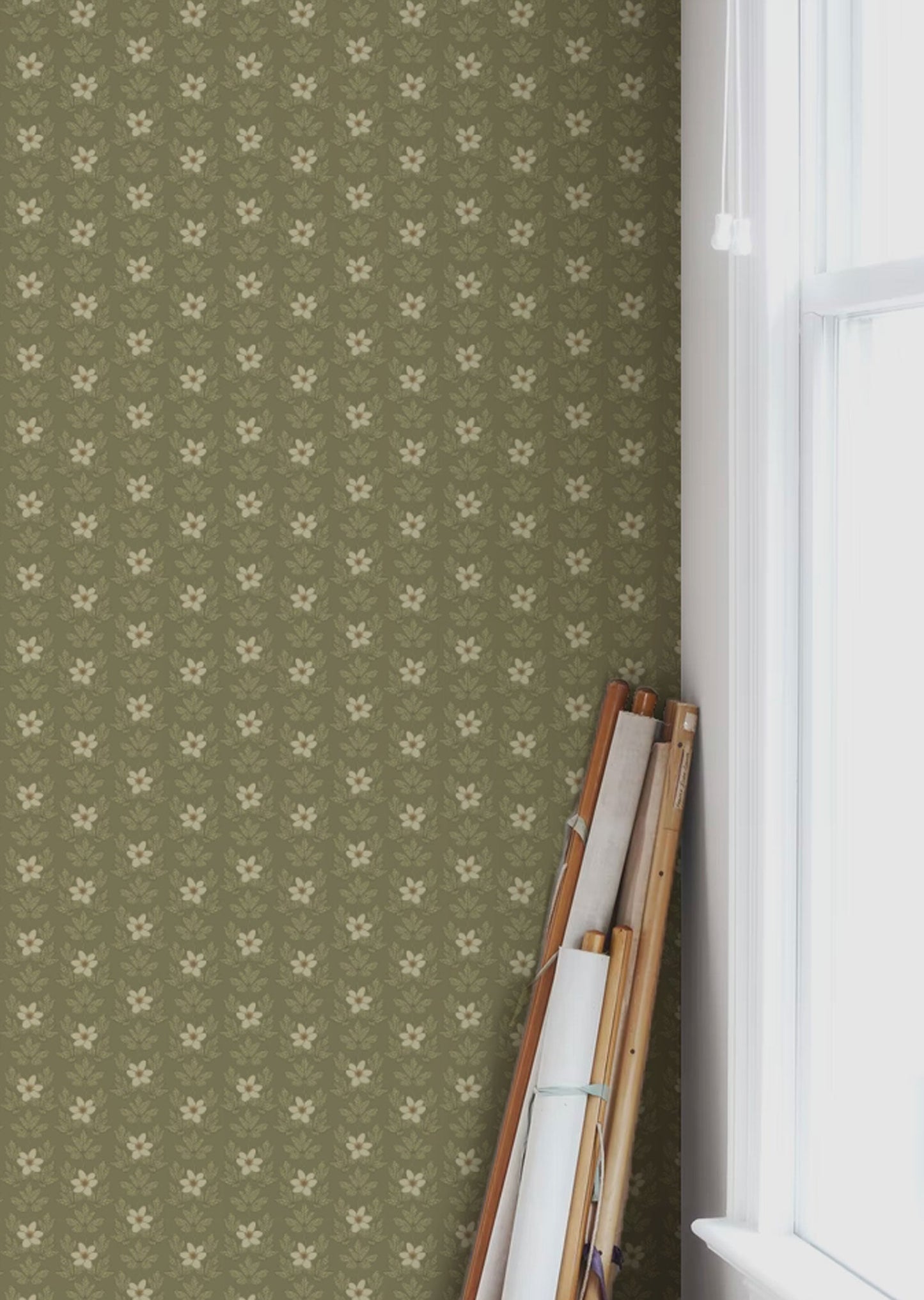 Peel & Stick Wallpaper - Wood Anemone - Green