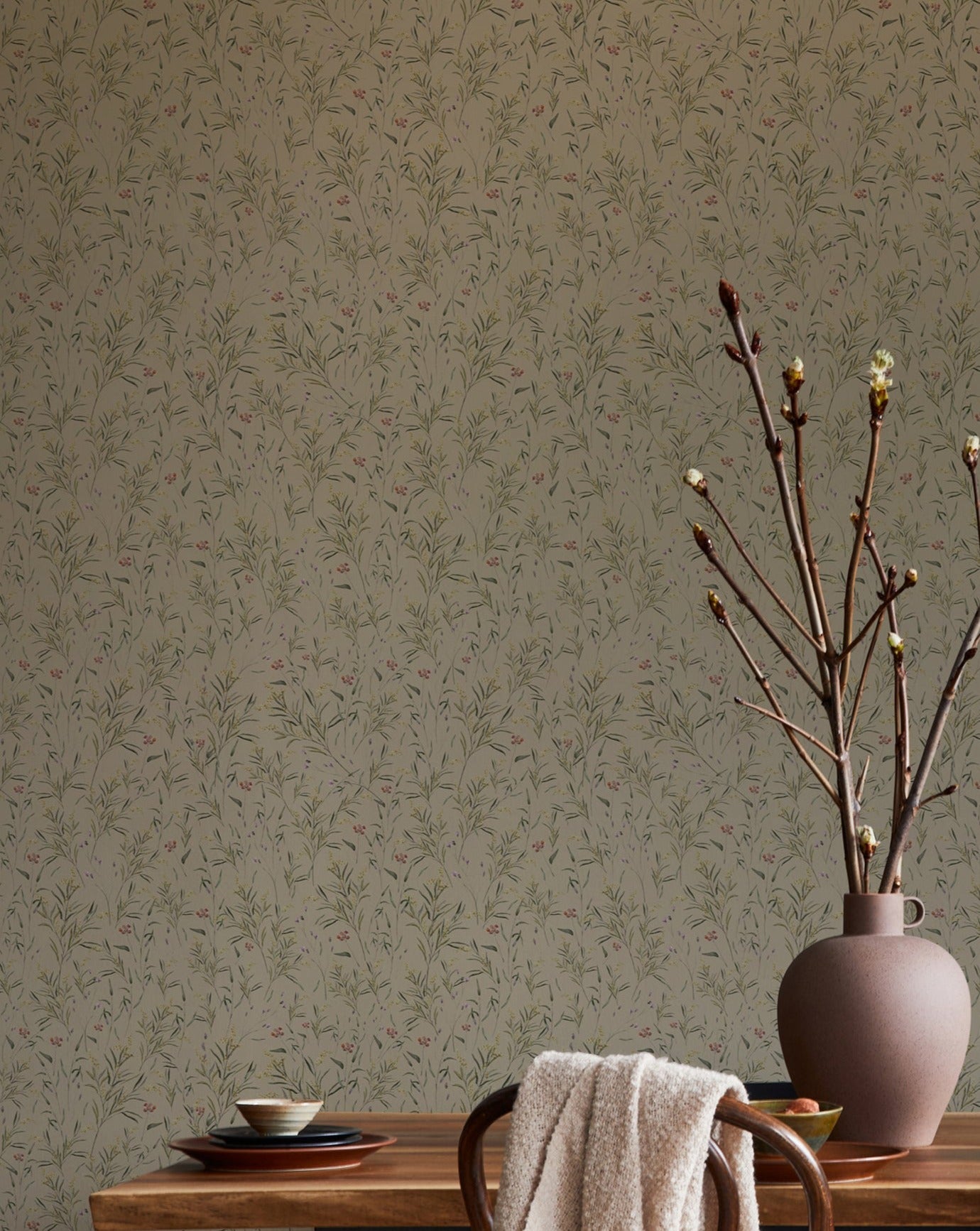 Summer Gray Behang - Lenteweide - Groen
