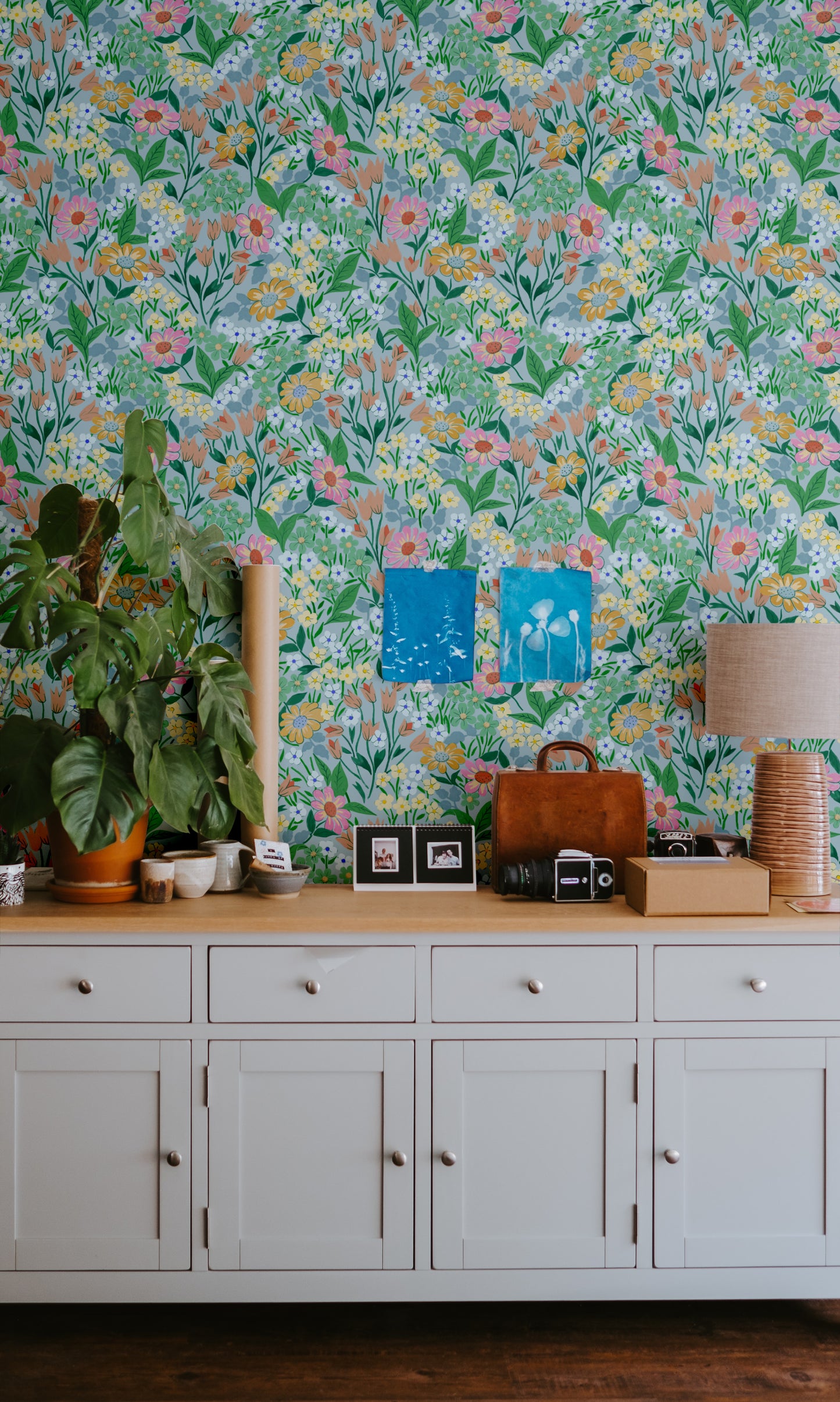 Summer Gray Behang - Lola - Turquoise
