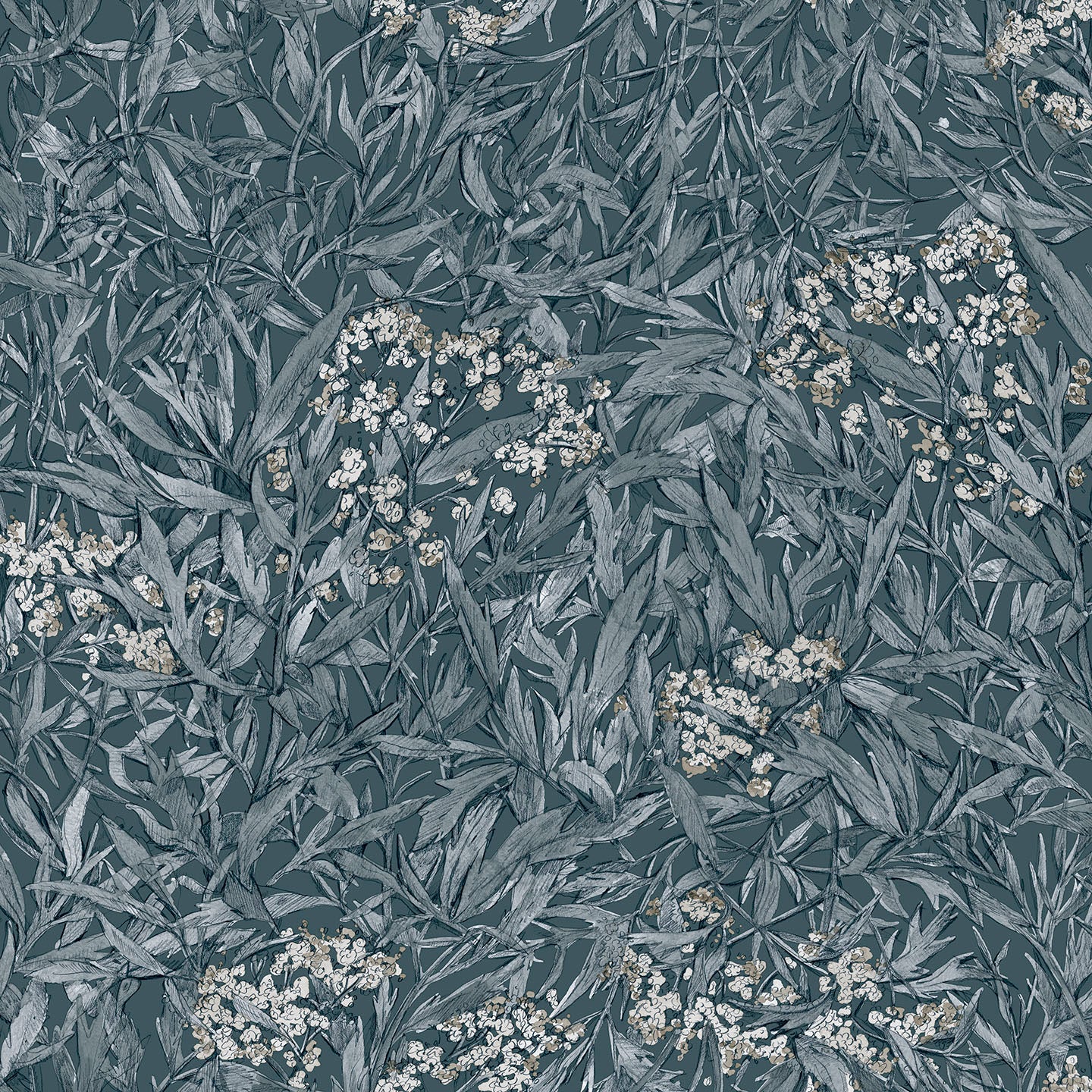 Bloemenbehang - Malin Indigo Blue