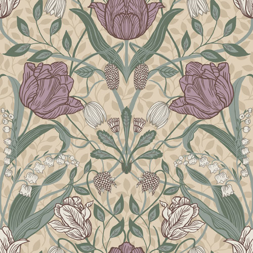 Bloemenbehang - Filippa Tulip Garden - Paars