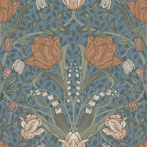 Bloemenbehang - Filippa Tulip Garden - Pink & Blue