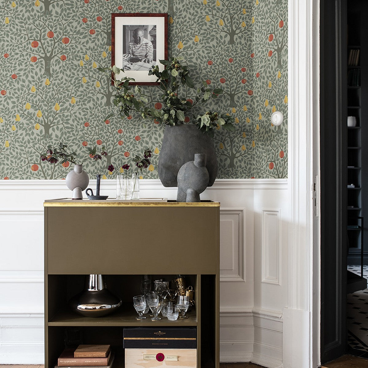 Bloemenbehang - Pomona- Lichtgroen