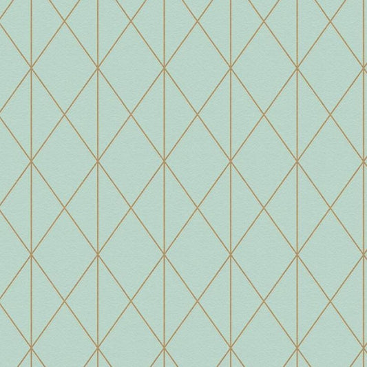 Geometric Wallpaper - pattern in green & gold