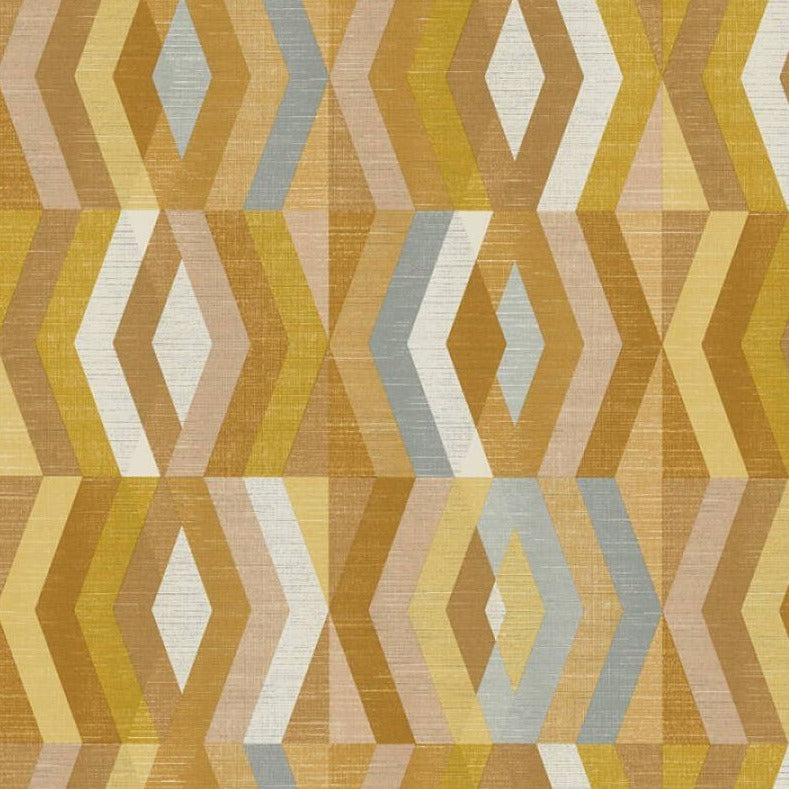 Geometric Wallpaper - deco pattern in orange and grey