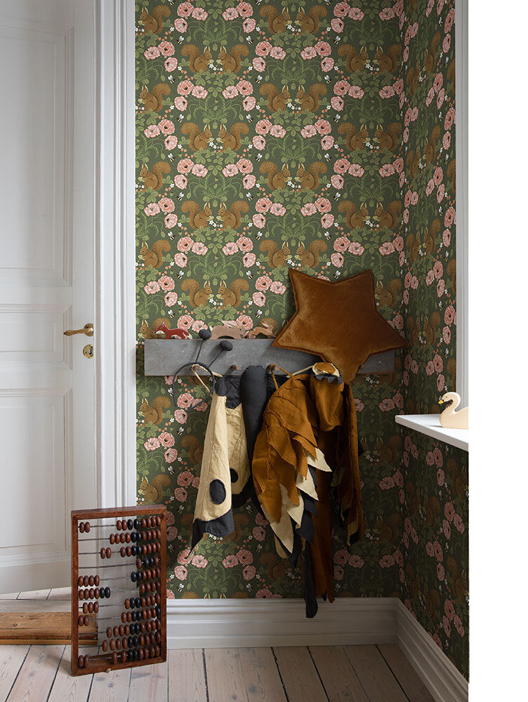 Kinderkamer Behang - Kurre - donkergroen