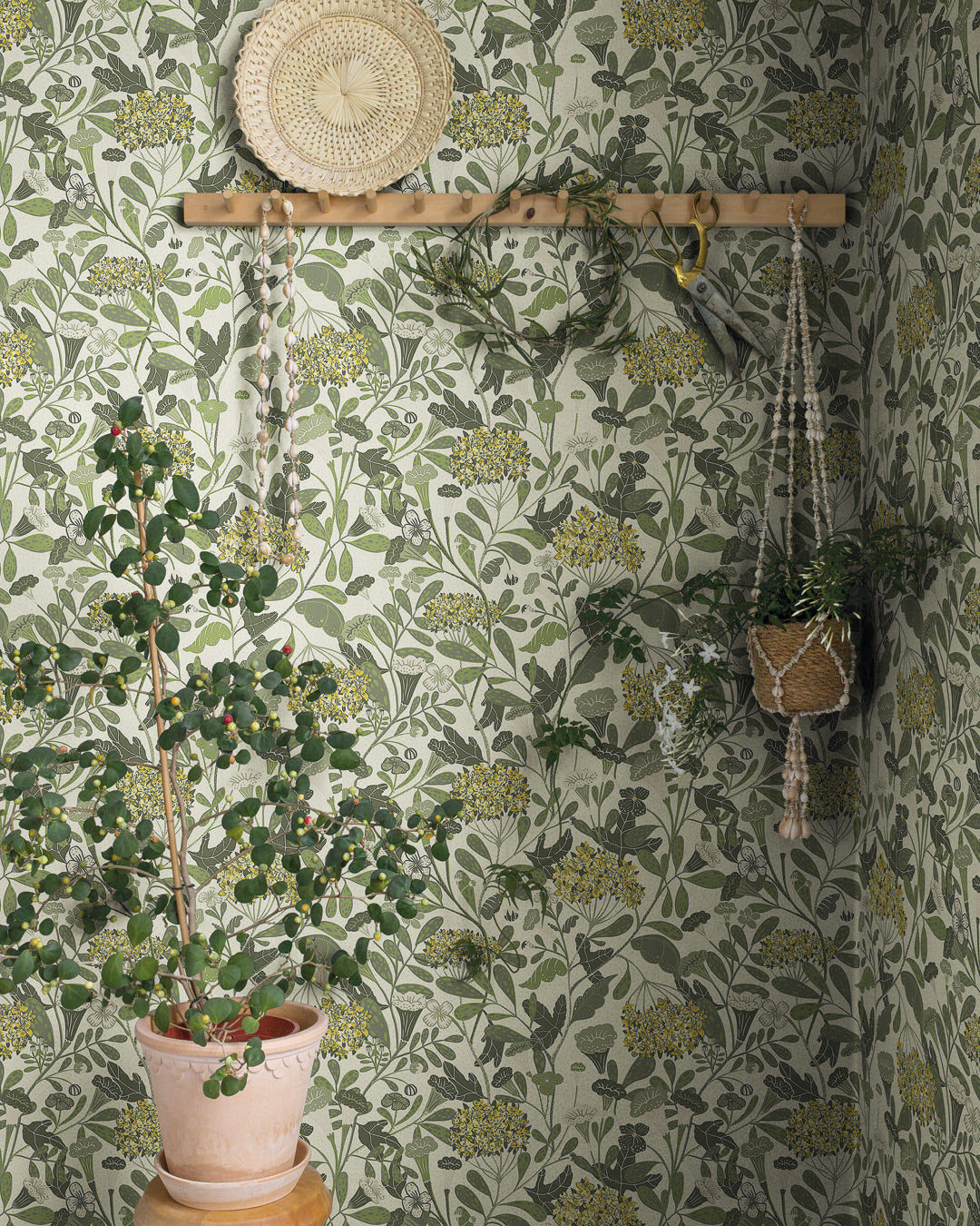 Bloemenbehang - Hybbe - Groen