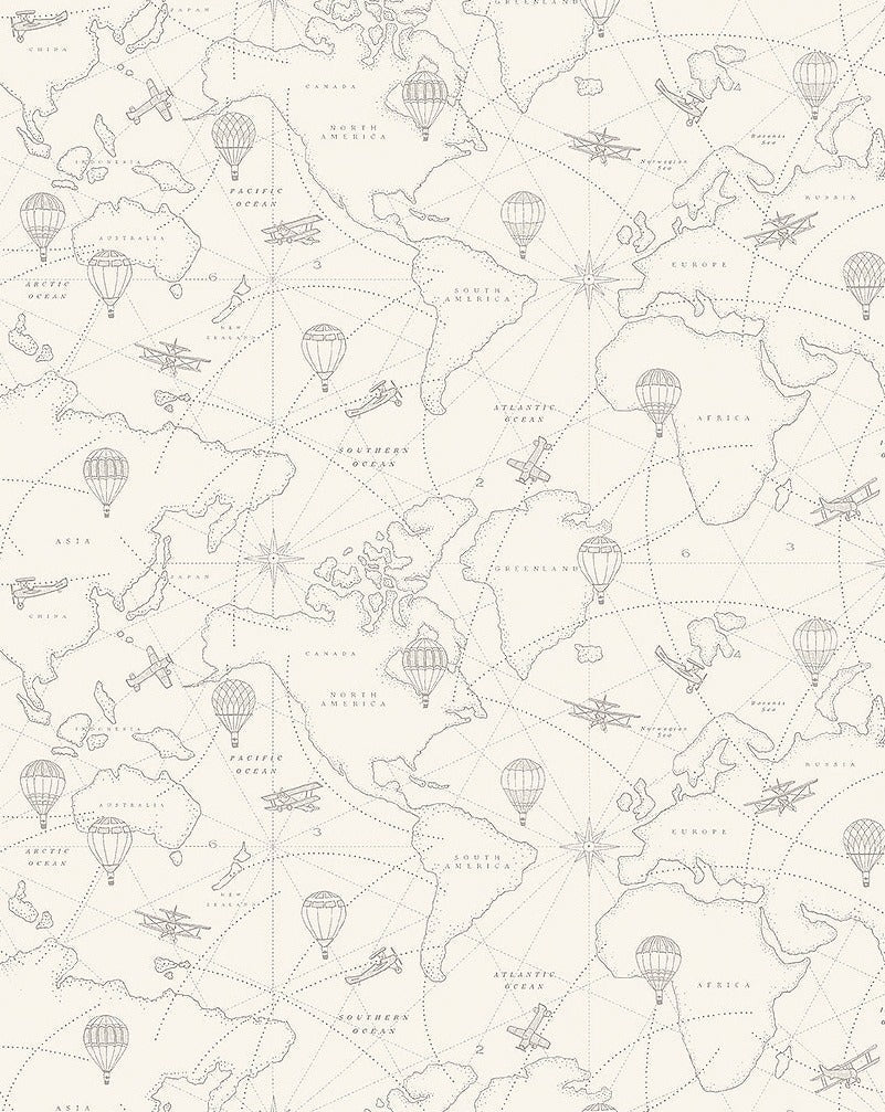 Borastapeter Wallpaper - Adventures - Cream & Grey