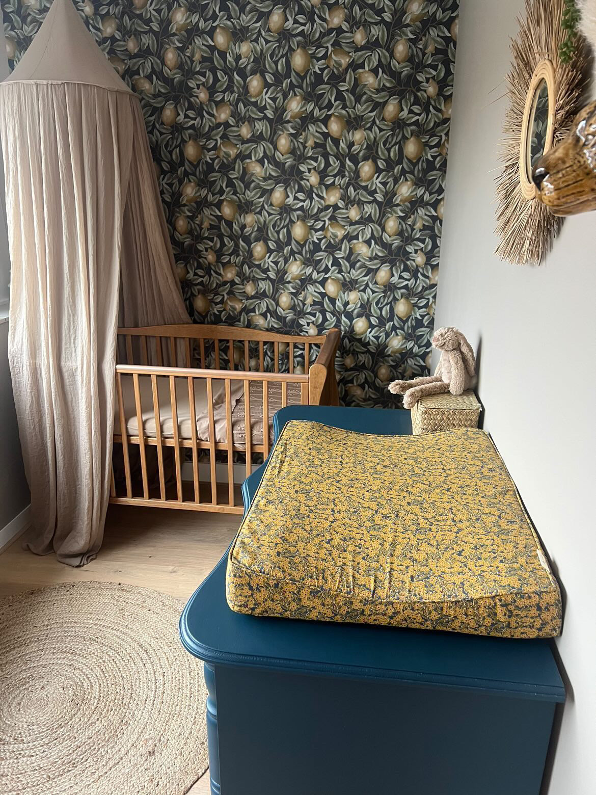 Peel & Stick Wallpaper - Lemon Trees - Midnight Blue