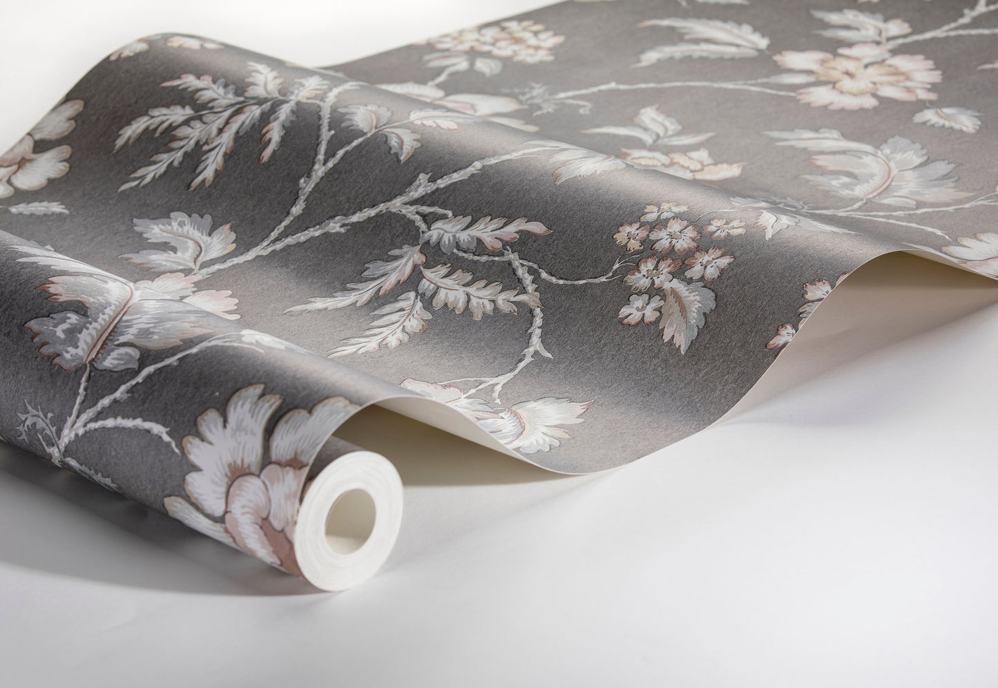 Bloemenbehang - Camille - Wit & Donkergrijs