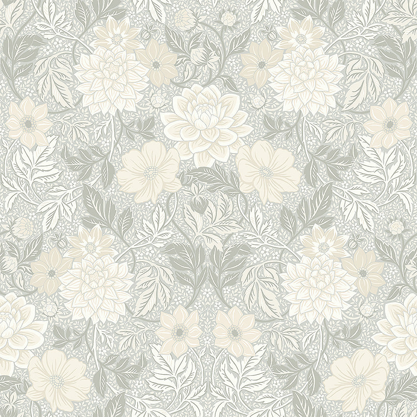 Borastapeter Behang - Dahlia Garden - Beige & Wit