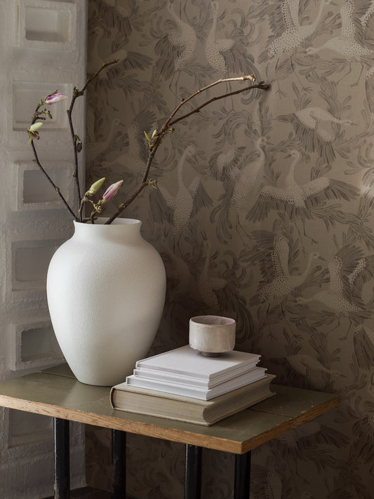 Borastapeter Wallpaper - Dancing Crane - Shades of Brown