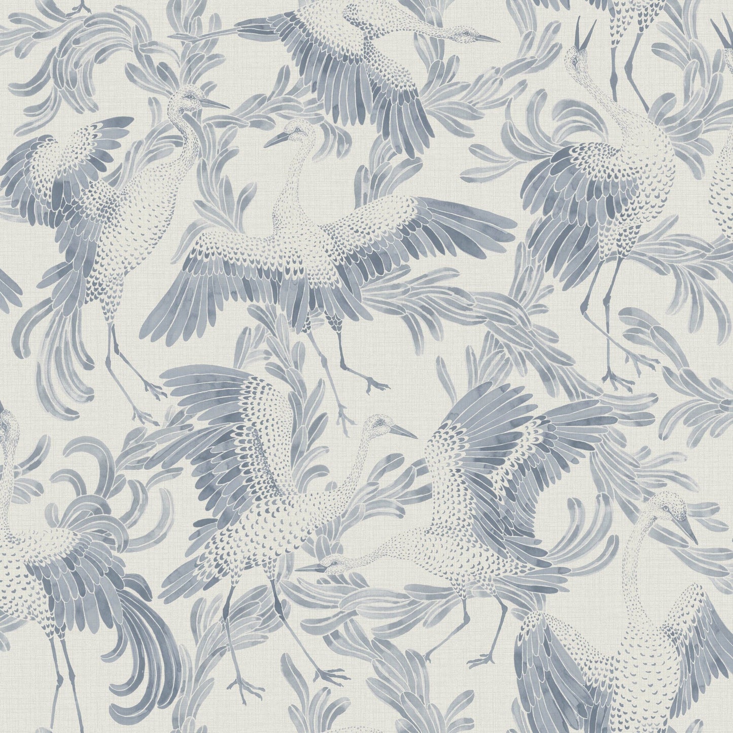 Borastapeter Wallpaper - Dancing Crane - Blue & White