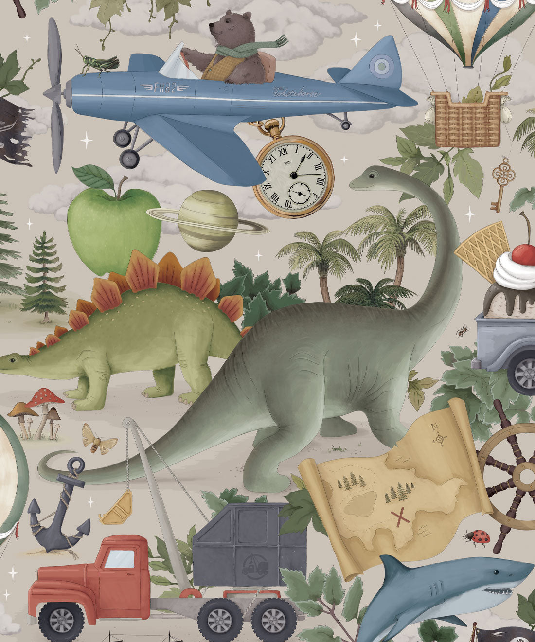 Nursery Wallpaper - Adventureland by Fleur Harris - Sand