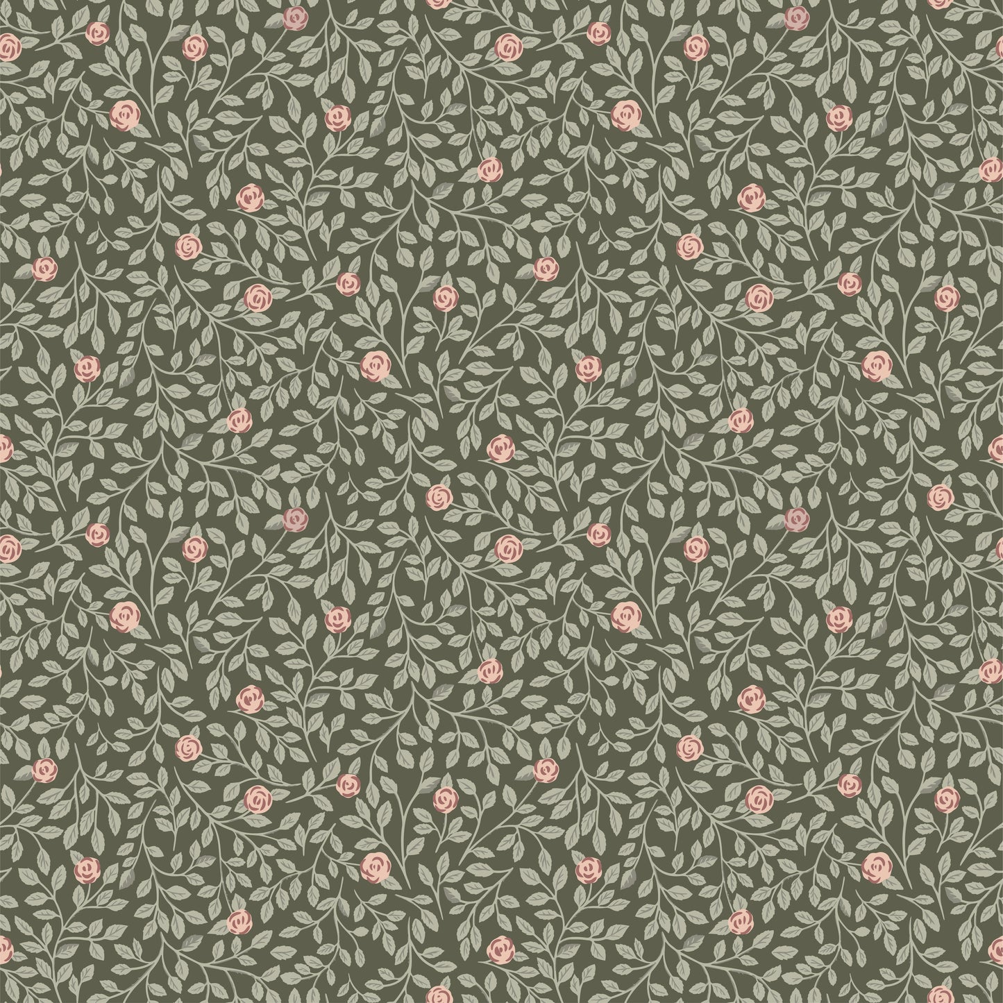 Summer Gray Tapete - Kletterrose - Grün