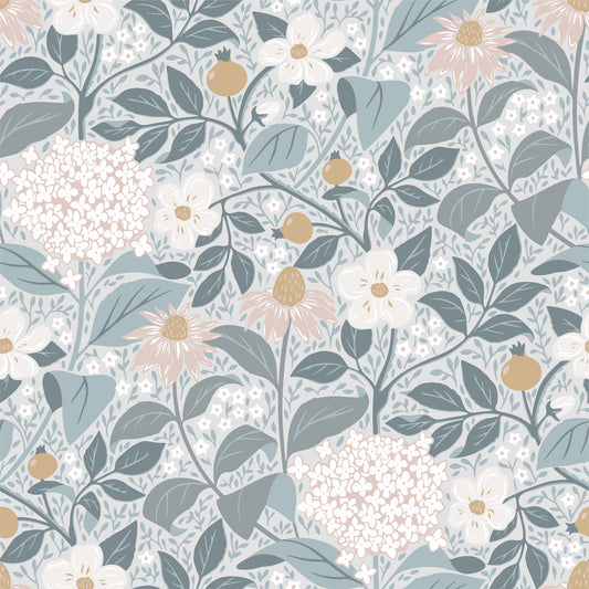 Floral Wallpaper - Summer’s Bloom - Blue