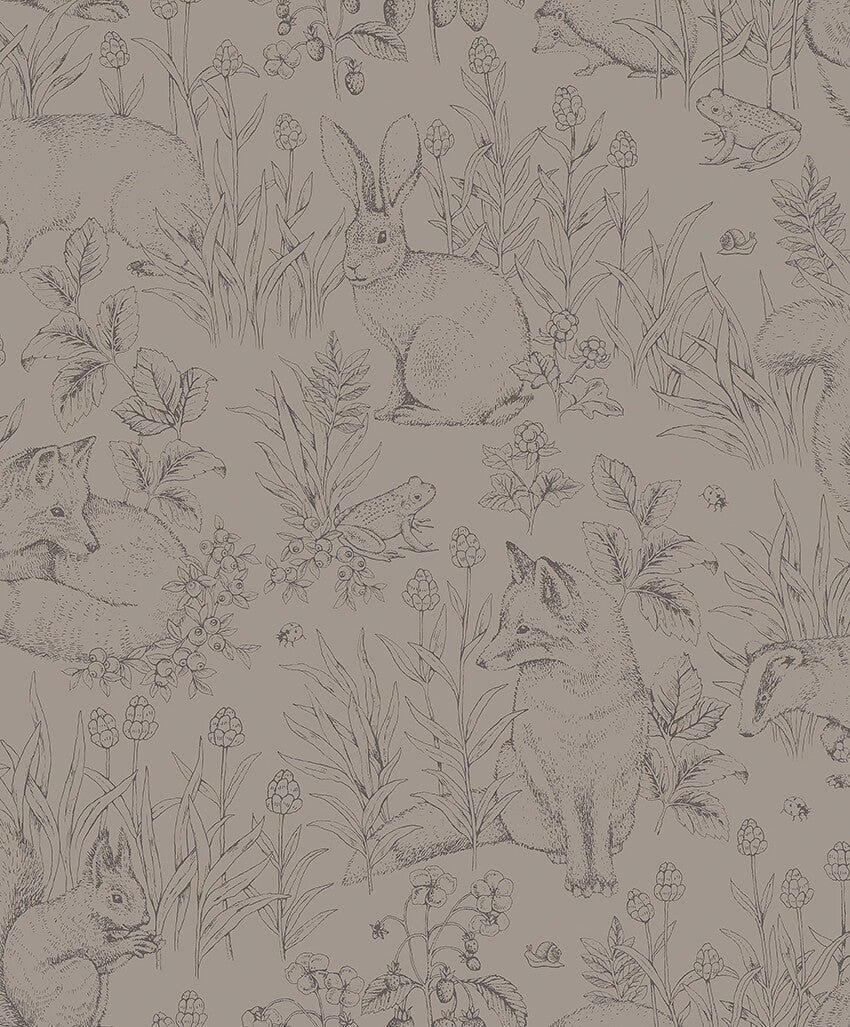 Borastapeter Wallpaper - Forest Friends - Warm Brown