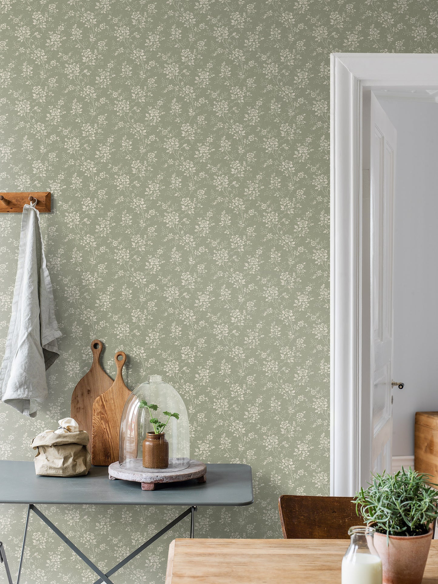 Bloemenbehang - Hip Rose 1182 - Groen