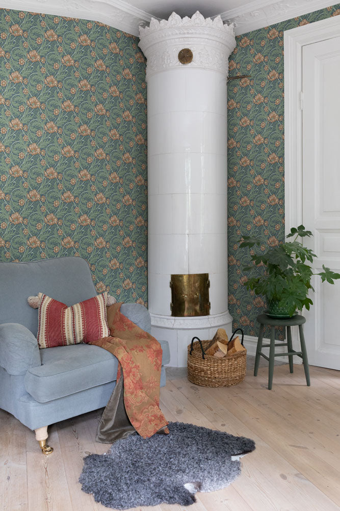 Midbec Wallpaper - Esther Garden - Green & Blue
