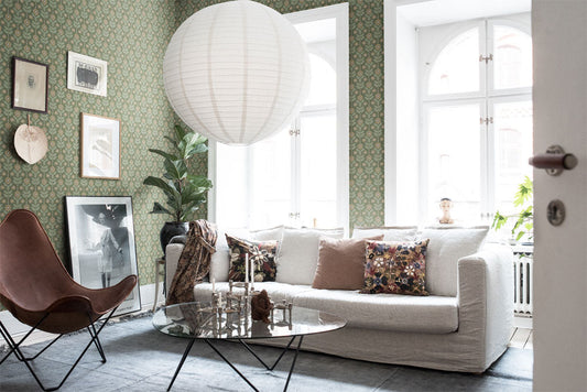 Midbec Wallpaper - Othilia - Retro Flower Style - Green (SALE)