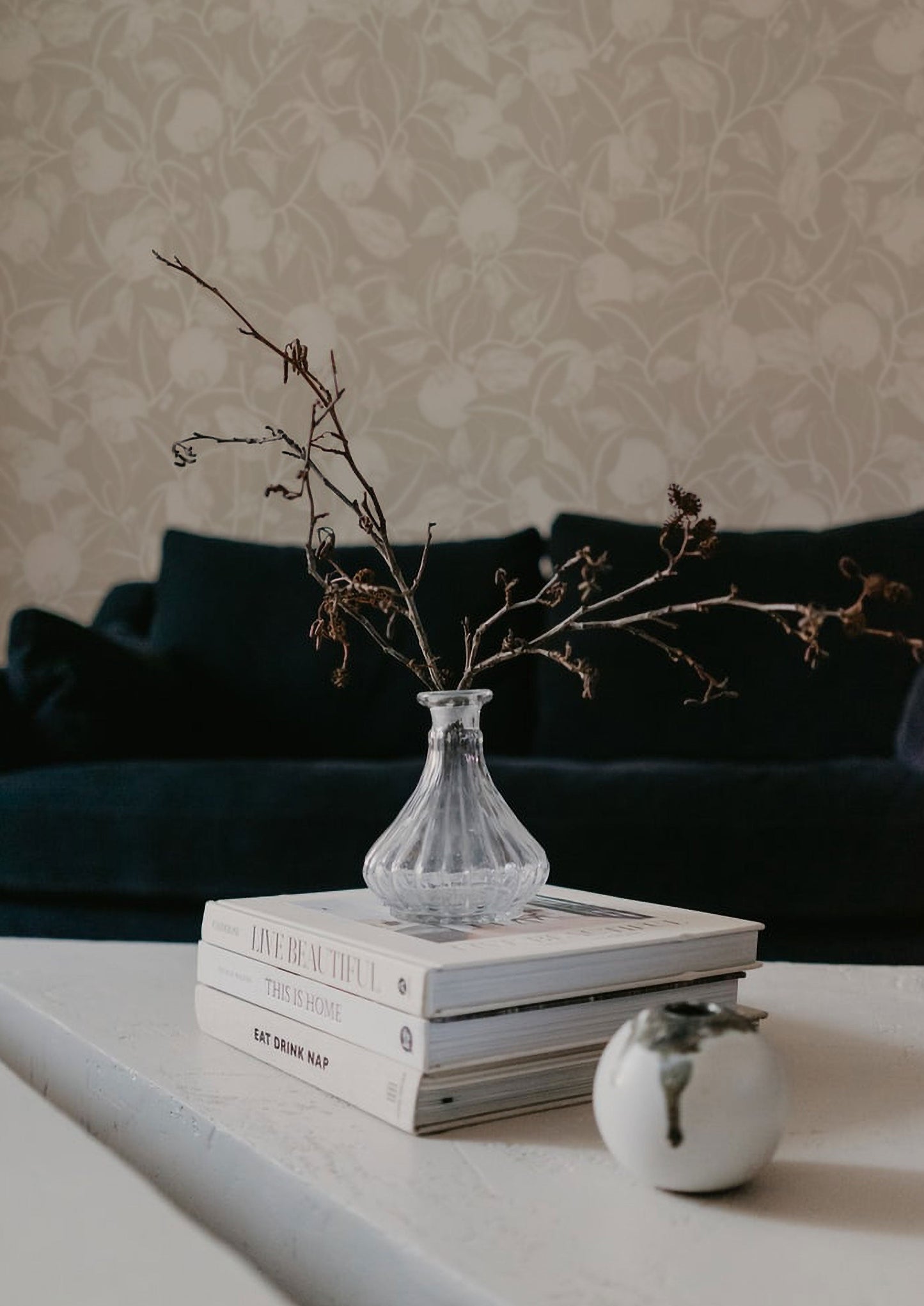 Floral Wallpaper - Pomegranate - Stone Beige