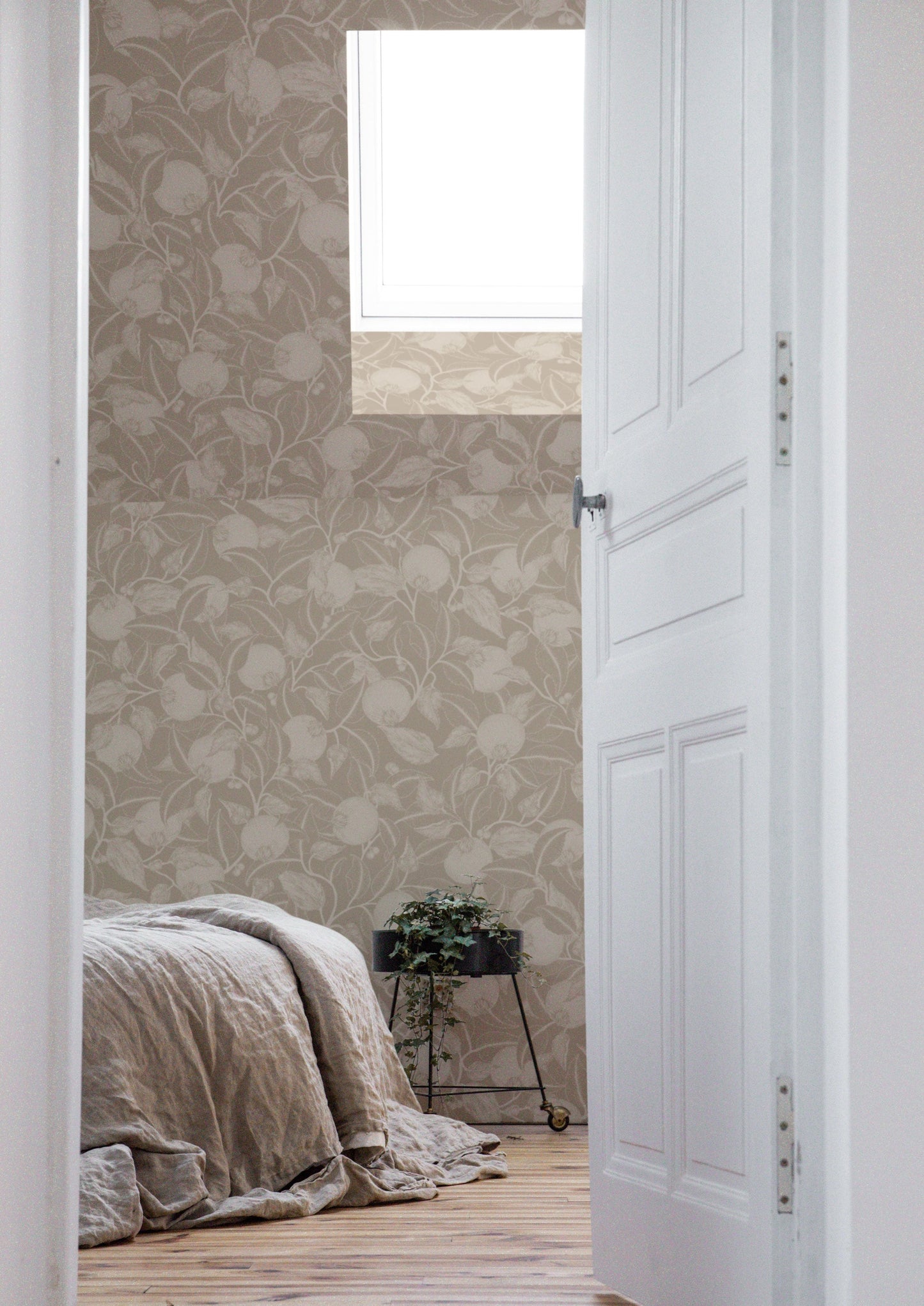 Floral Wallpaper - Pomegranate - Stone Beige