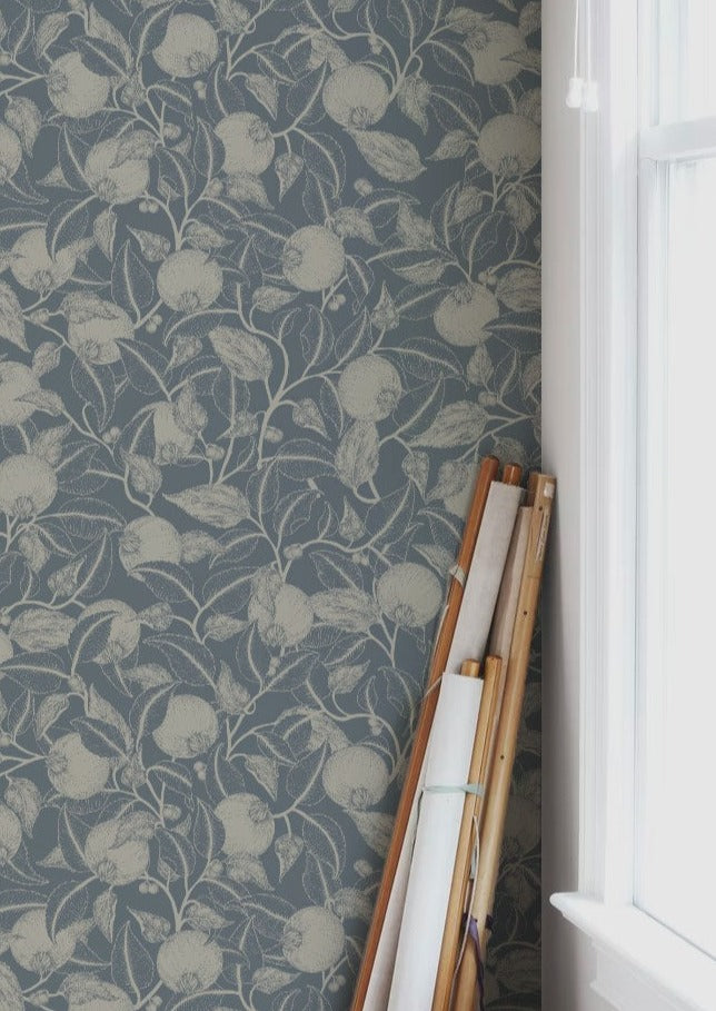 Bloemenbehang - Pomegranate- Dark Teal