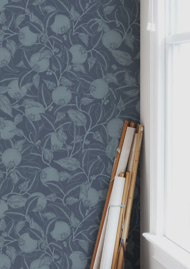 Bloemenbehang - Pomegranate - French Blue