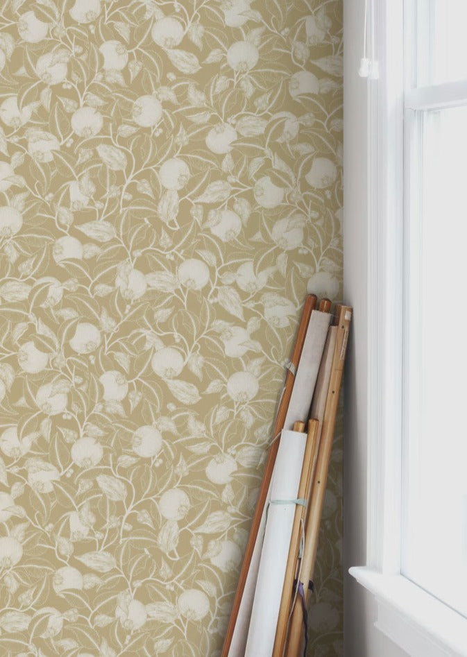 Floral Wallpaper - Pomegranate - Gold