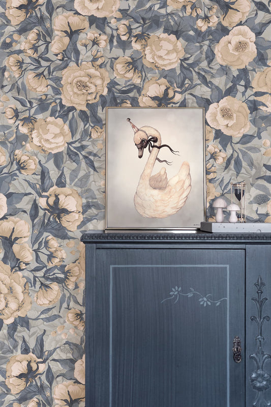 Mohnblumen für Marlene - Staubblau (Muster)