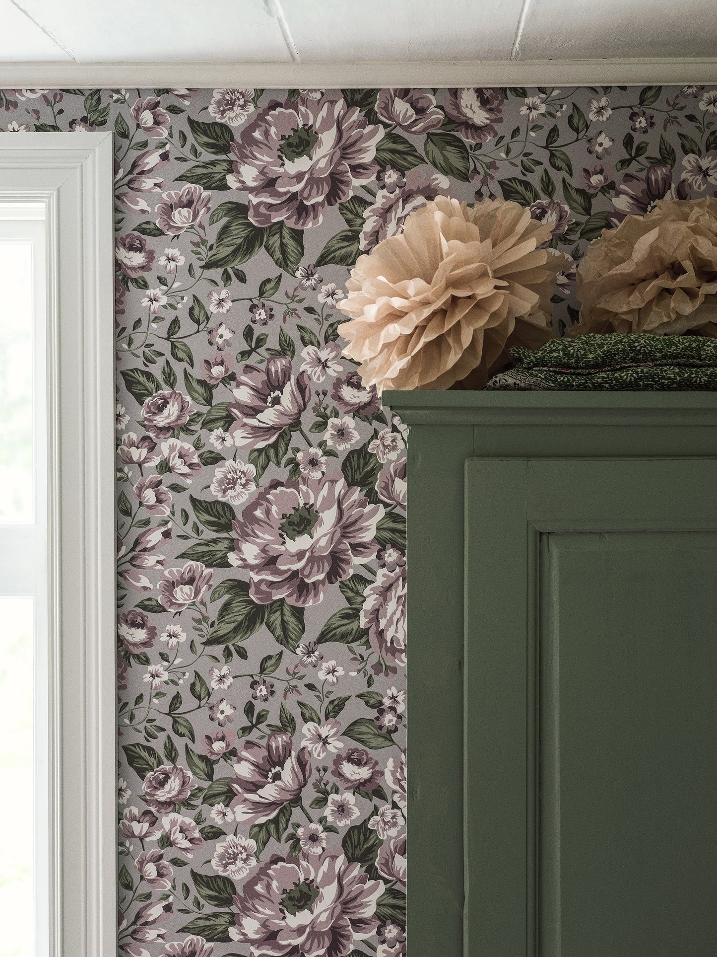 Borastapeter Wallpaper - Rosie - Purple & Green
