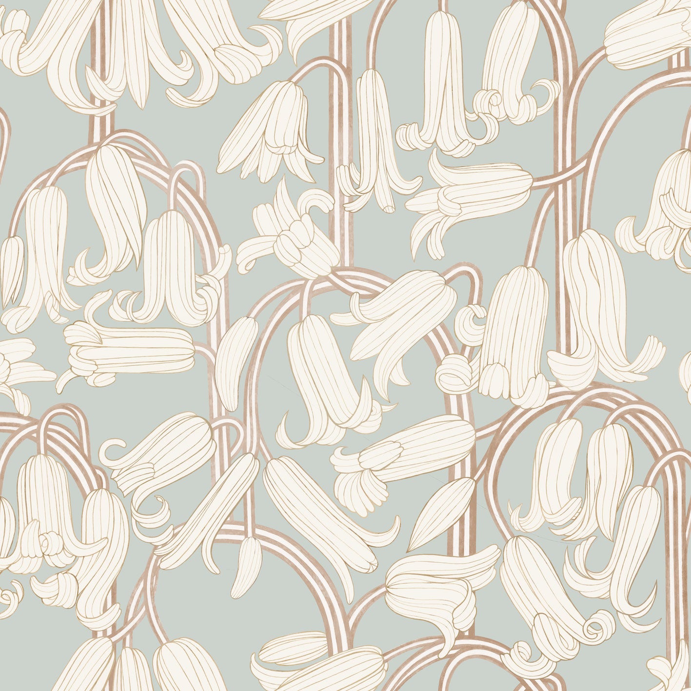 Bloemenbehang - Bluebells - Dusty Blue
