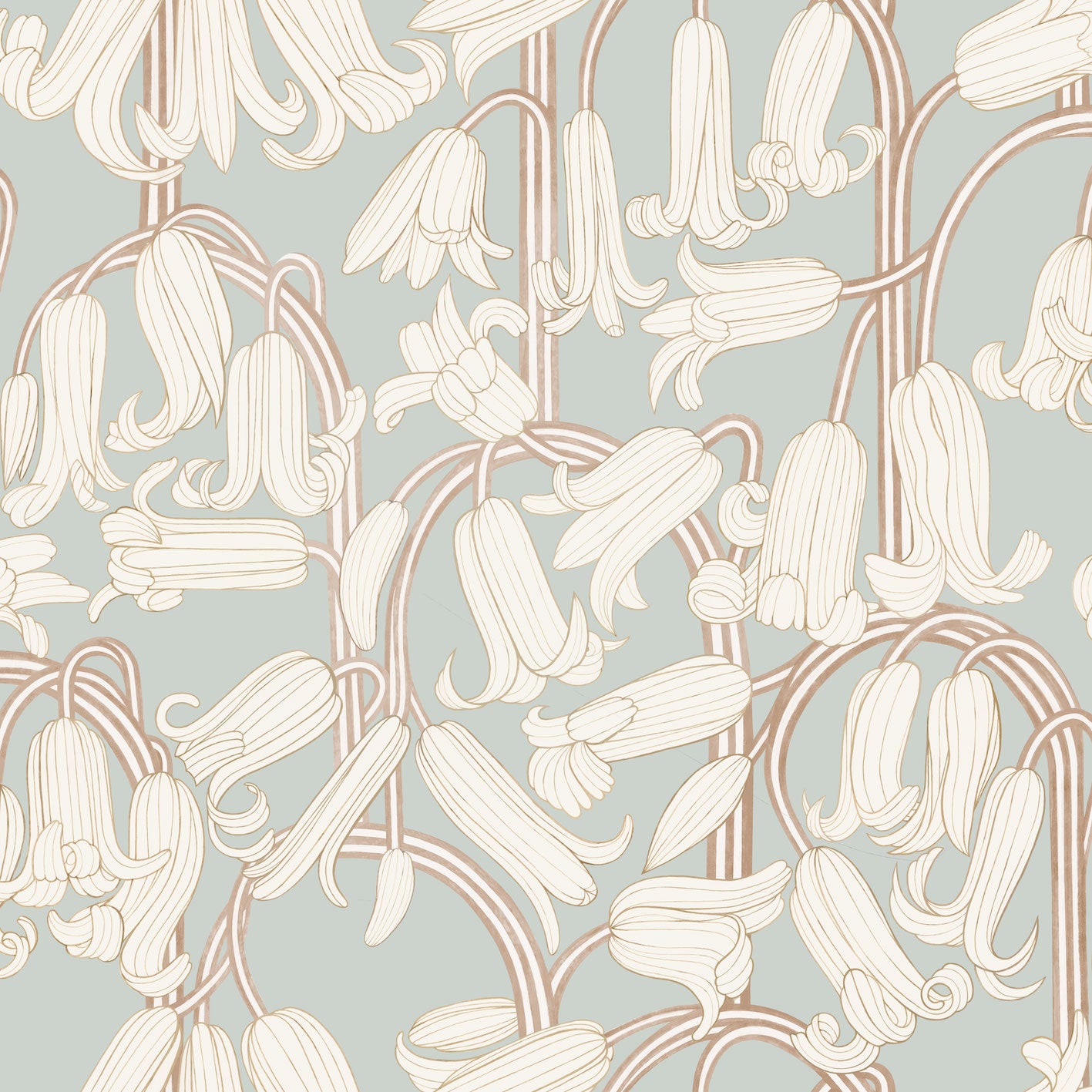 Summer Gray Wallpaper - Bluebells - Dusty Blue